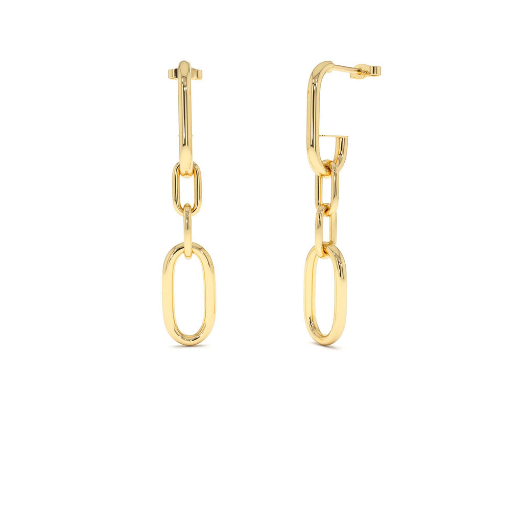 Dangle Link Chain Earrings in 14K Gold — view 1