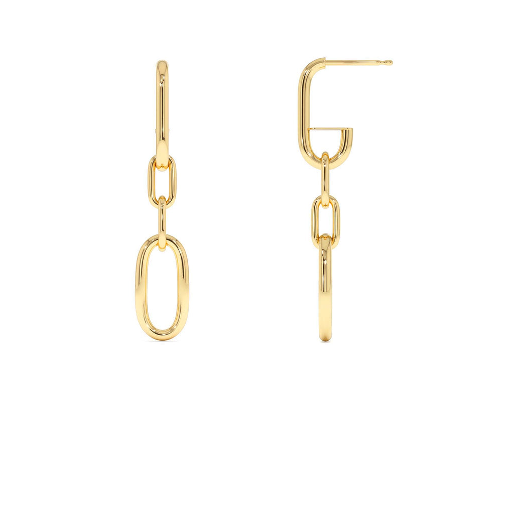 Dangle Link Chain Earrings in 14K Gold — view 2