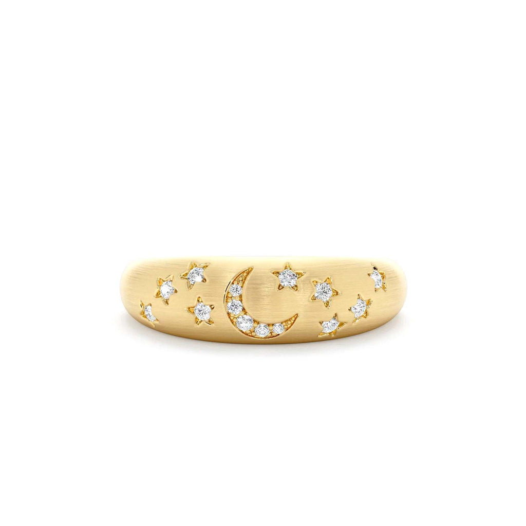 Matte Finish Celestial Diamond Ring in 14K Gold — view 1