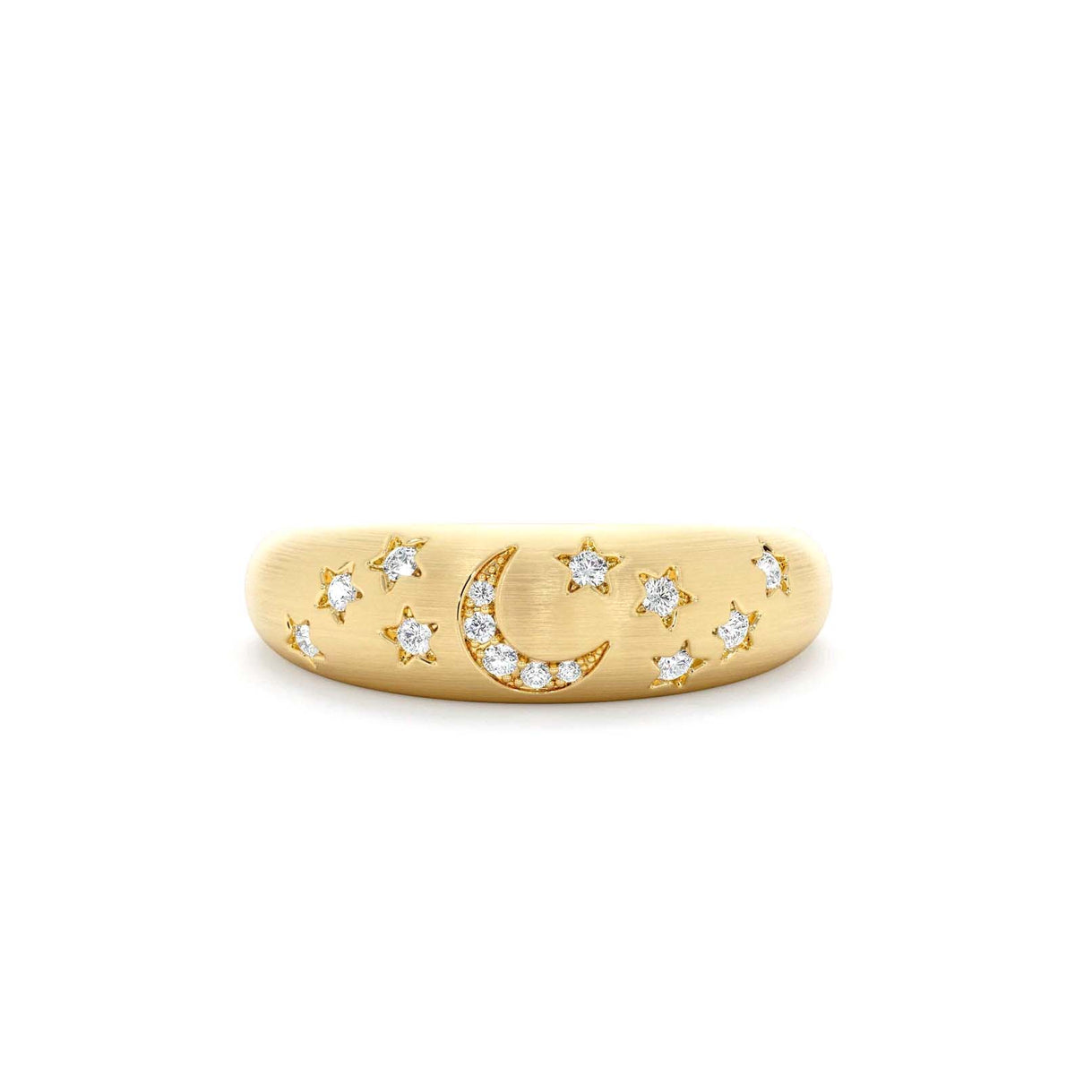 Matte Finish Celestial Diamond Ring in 14K Gold — view 1