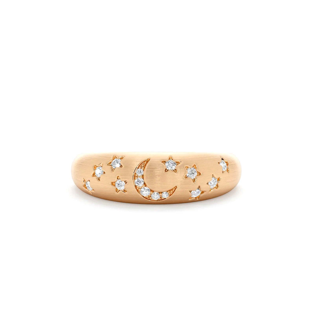 Matte Finish Celestial Diamond Ring in 14K Gold — view 3