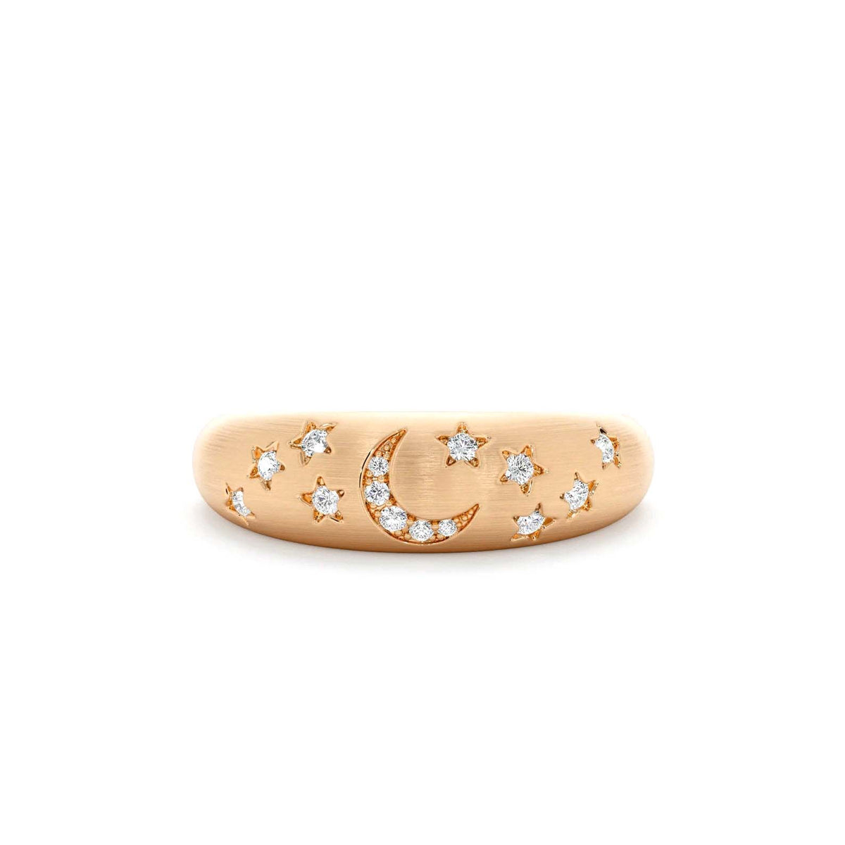 Matte Finish Celestial Diamond Ring in 14K Gold — view 3