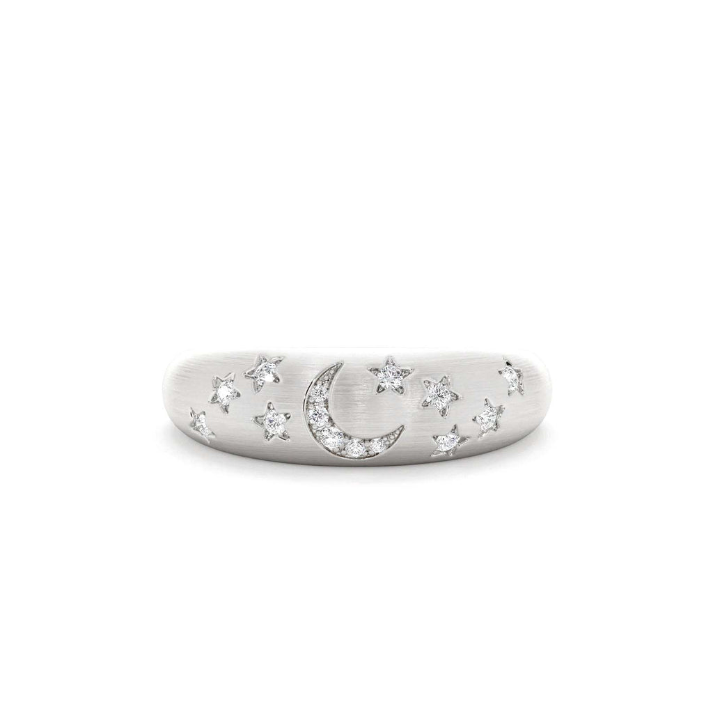 Matte Finish Celestial Diamond Ring in 14K Gold — view 2