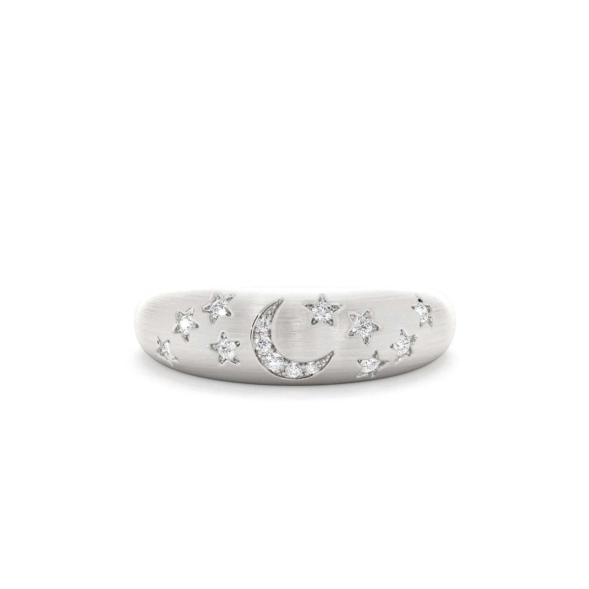 Matte Finish Celestial Diamond Ring in 14K Gold — view 2