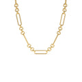Mixed Link Paperclip Bolo Chain Necklace in 14K Gold — view 1