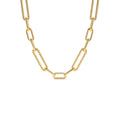 Rope Paperclip and Plain Oval Link Necklace in 14K Gold — view 1