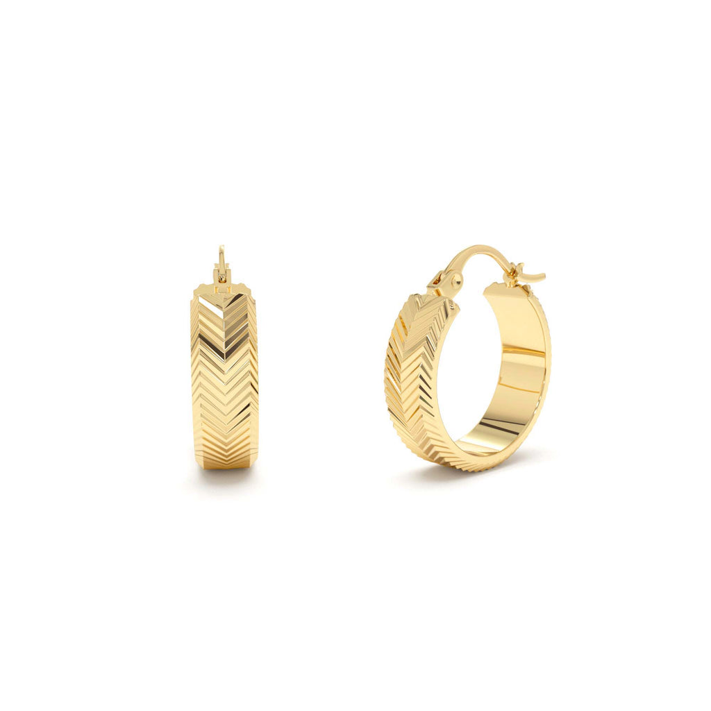 Diamond Cut Tetured Hoop Earrings in 14K Gold — view 1