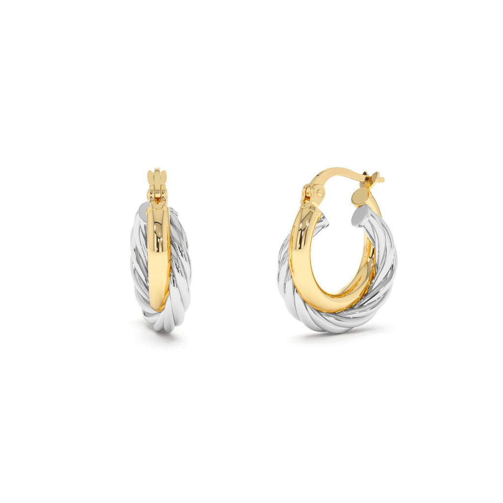 and White Gold Twisted Hoops in 14K Gold — view 1