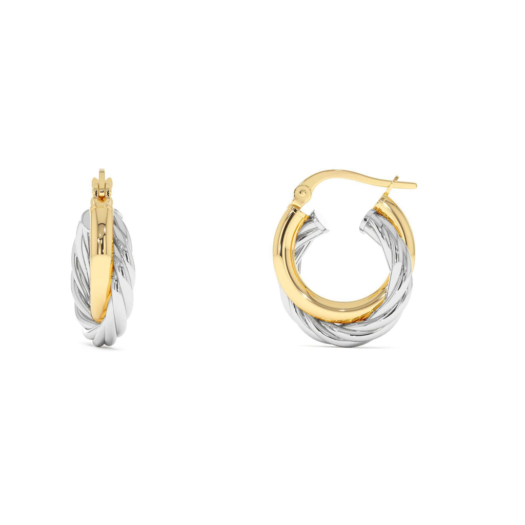 and White Gold Twisted Hoops in 14K Gold — view 2