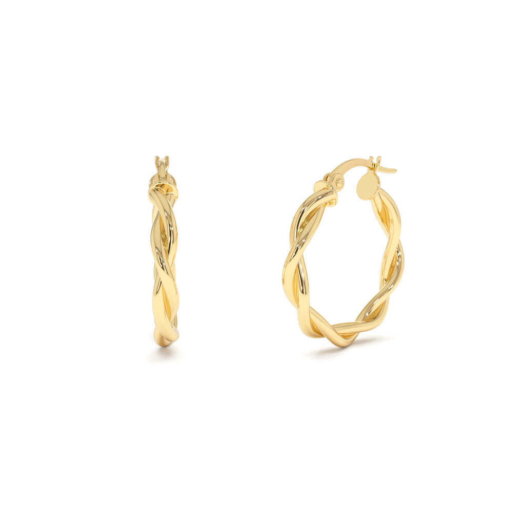 Braided Hoop Earrings 20MM in 14K Gold — view 1