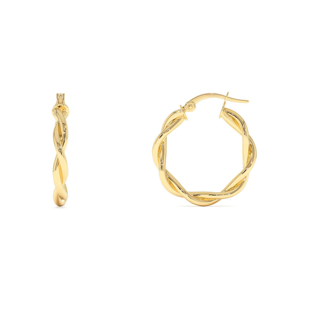 Braided Hoop Earrings 20MM in 14K Gold — view 2