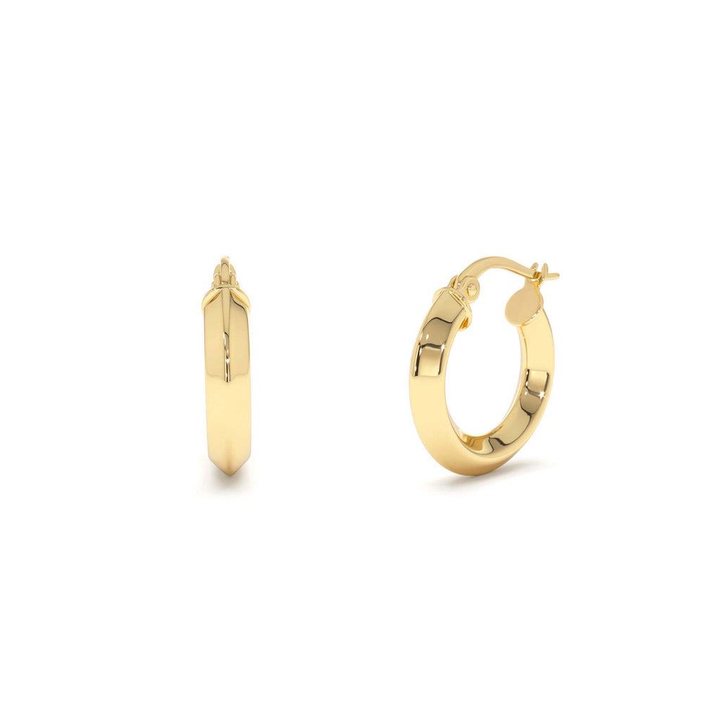 Mirror Finish Hoop Earrings in 14K Gold — view 1