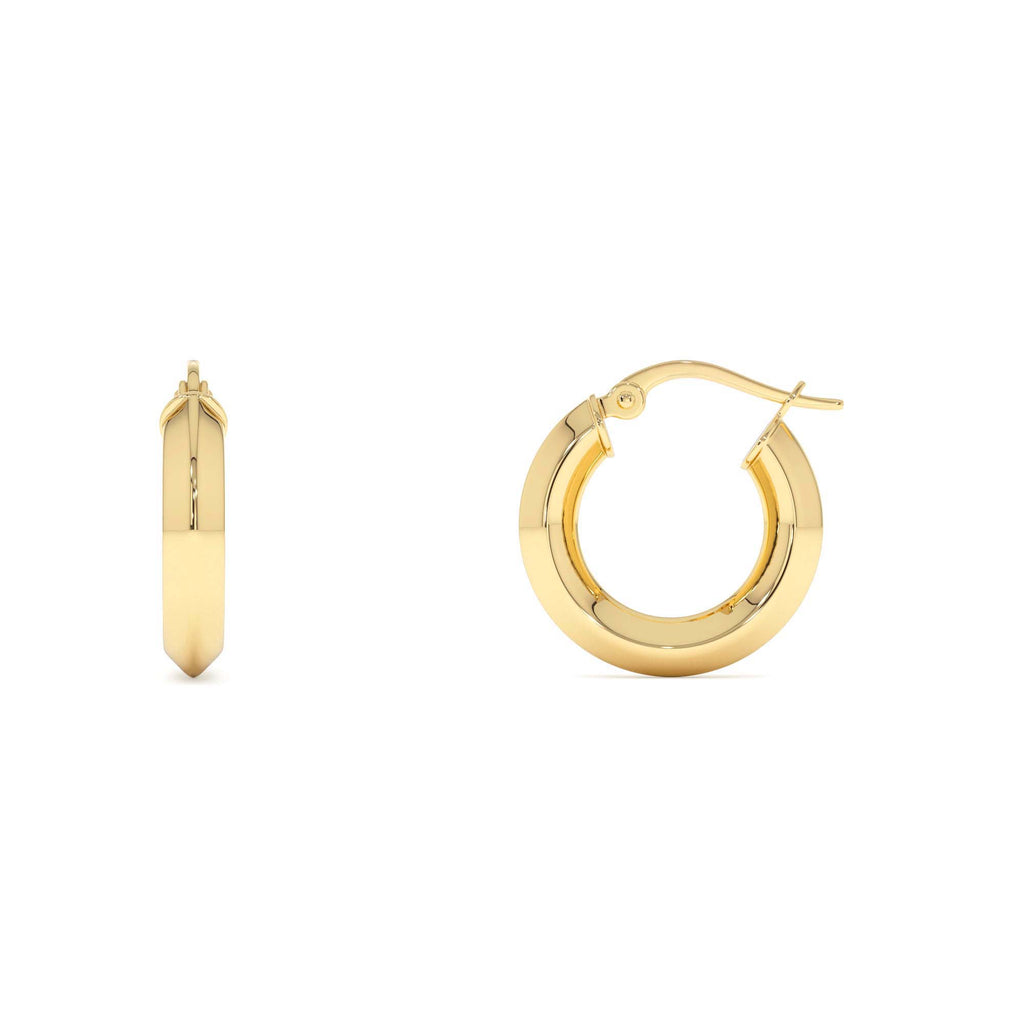 Mirror Finish Hoop Earrings in 14K Gold — view 2