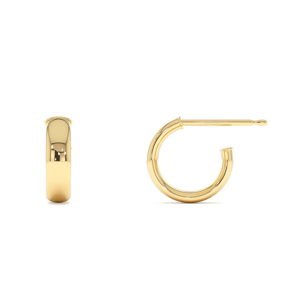 3.85MM C Hoop Earrings in 14K Gold — view 2