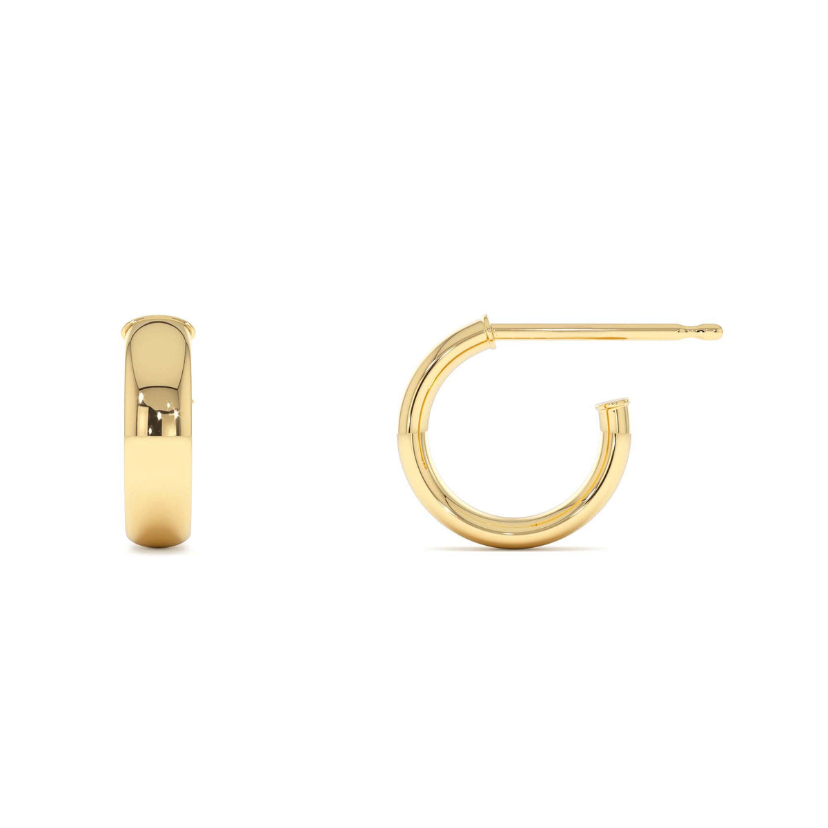 3.85MM C Hoop Earrings in 14K Gold — view 2