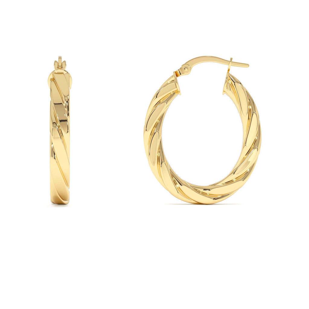 Bold Twisted Oval Hoops in 14K Gold — view 2
