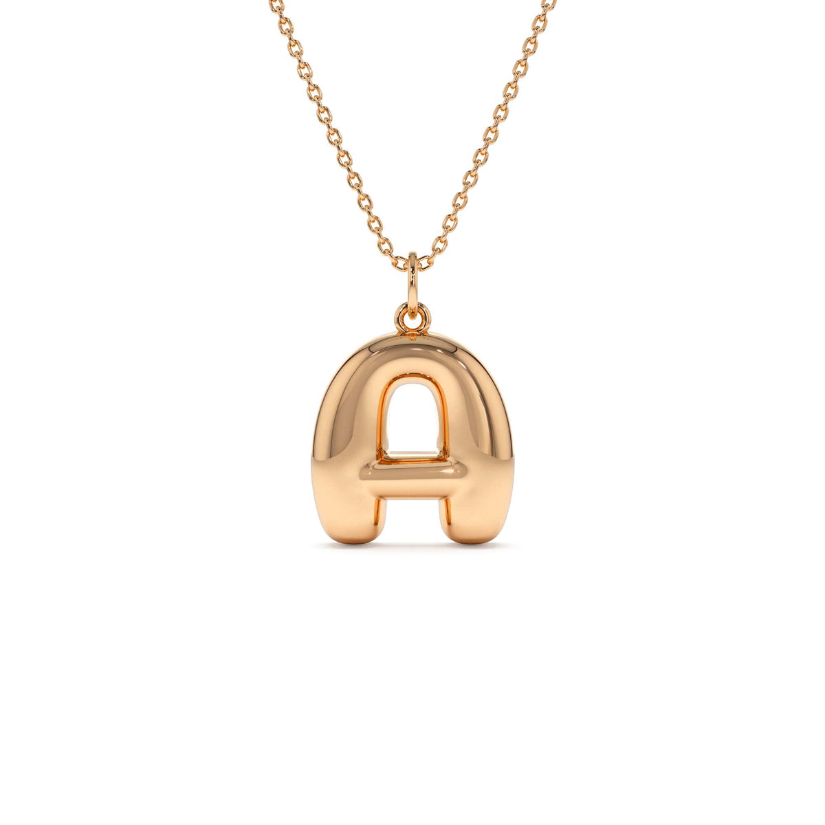 20MM Balloon Initial Letter Pendant in 14K Gold — view 4