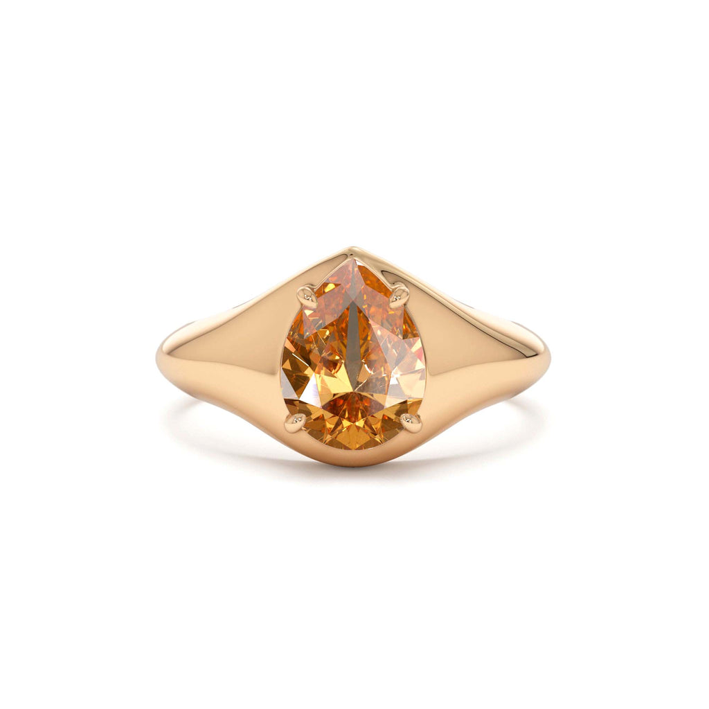 Pear Shaped Citrine Statement Ring in 14K Gold — view 5