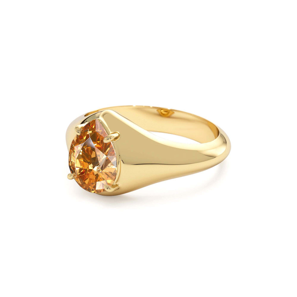 Pear Shaped Citrine Statement Ring in 14K Gold — view 2