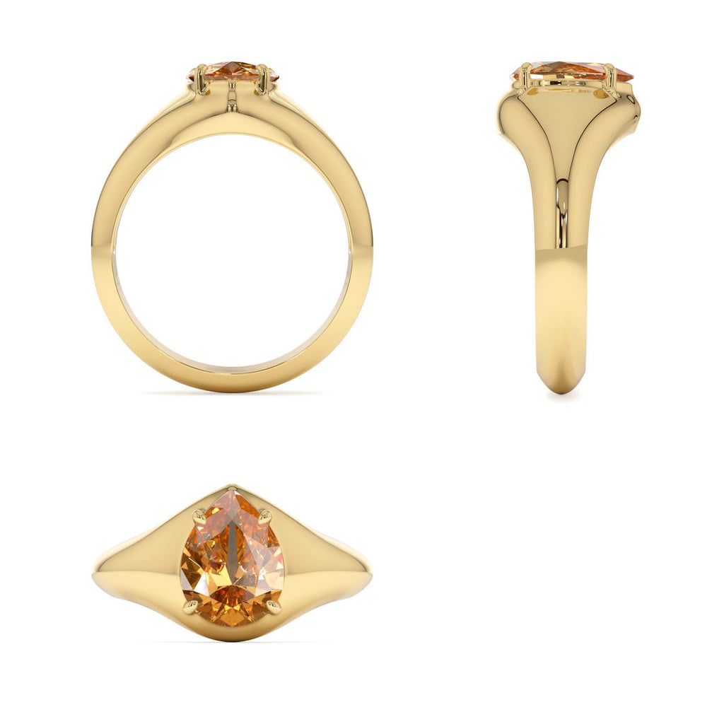 Pear Shaped Citrine Statement Ring in 14K Gold — view 3
