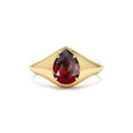 Pear Shaped Garnet Statement Ring in 14K Gold — view 1