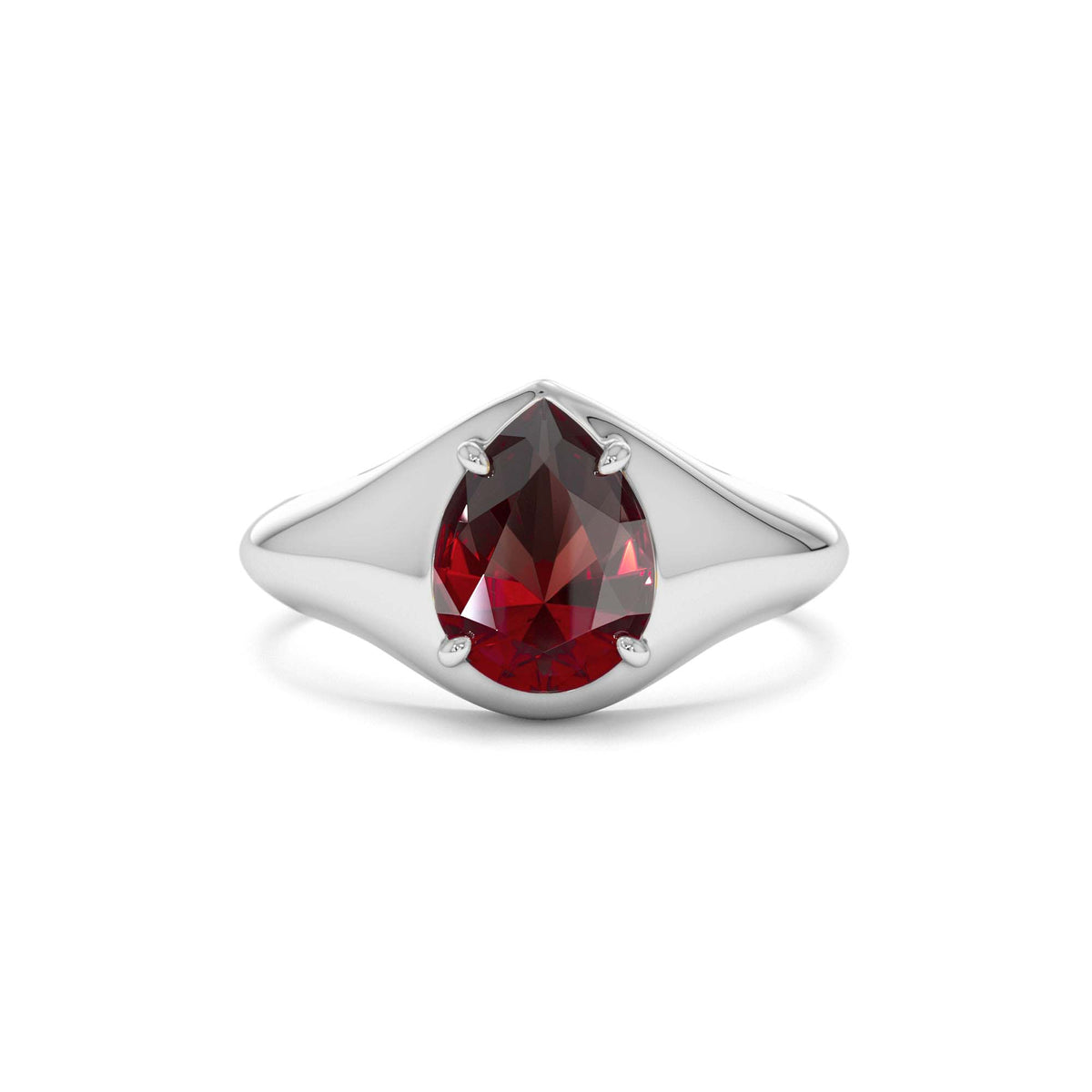 Pear Shaped Garnet Statement Ring in 14K Gold — view 4