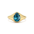Pear Shaped London Blue Topaz Statement Ring in 14K Gold — view 1