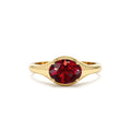 Oval Shape Prong Setting Garnet Ring in 14K Gold — view 1