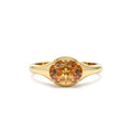 Oval Shape Prong Setting Citrine Ring in 14K Gold — view 1