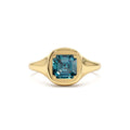 Asscher Cut London Blue Topaz Signet Ring in 14K Gold — view 1