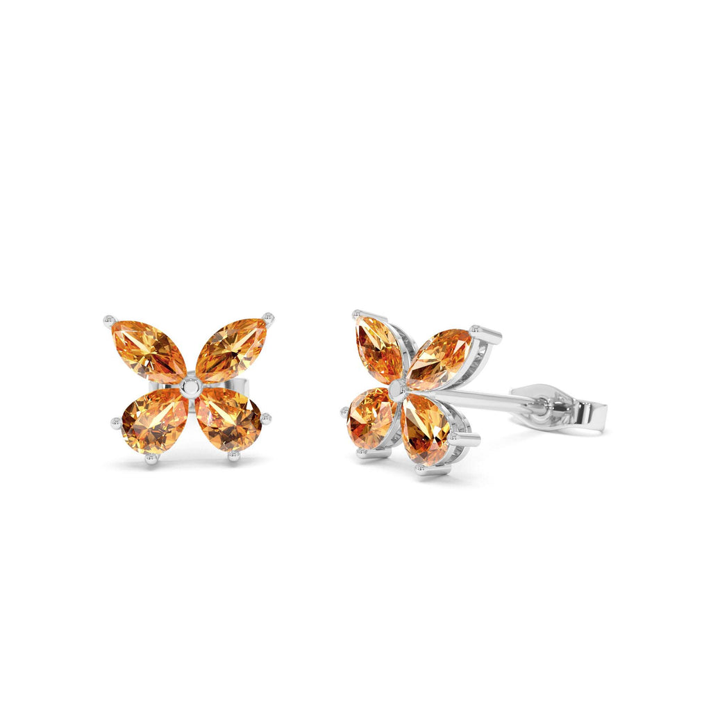 Citrine Butterfly Stud Earrings in 14K Gold — view 3
