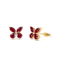 Garnet Butterfly Stud Earrings in 14K Gold — view 1
