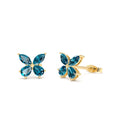 London Blue Topaz Butterfly Stud Earrings in 14K Gold — view 1