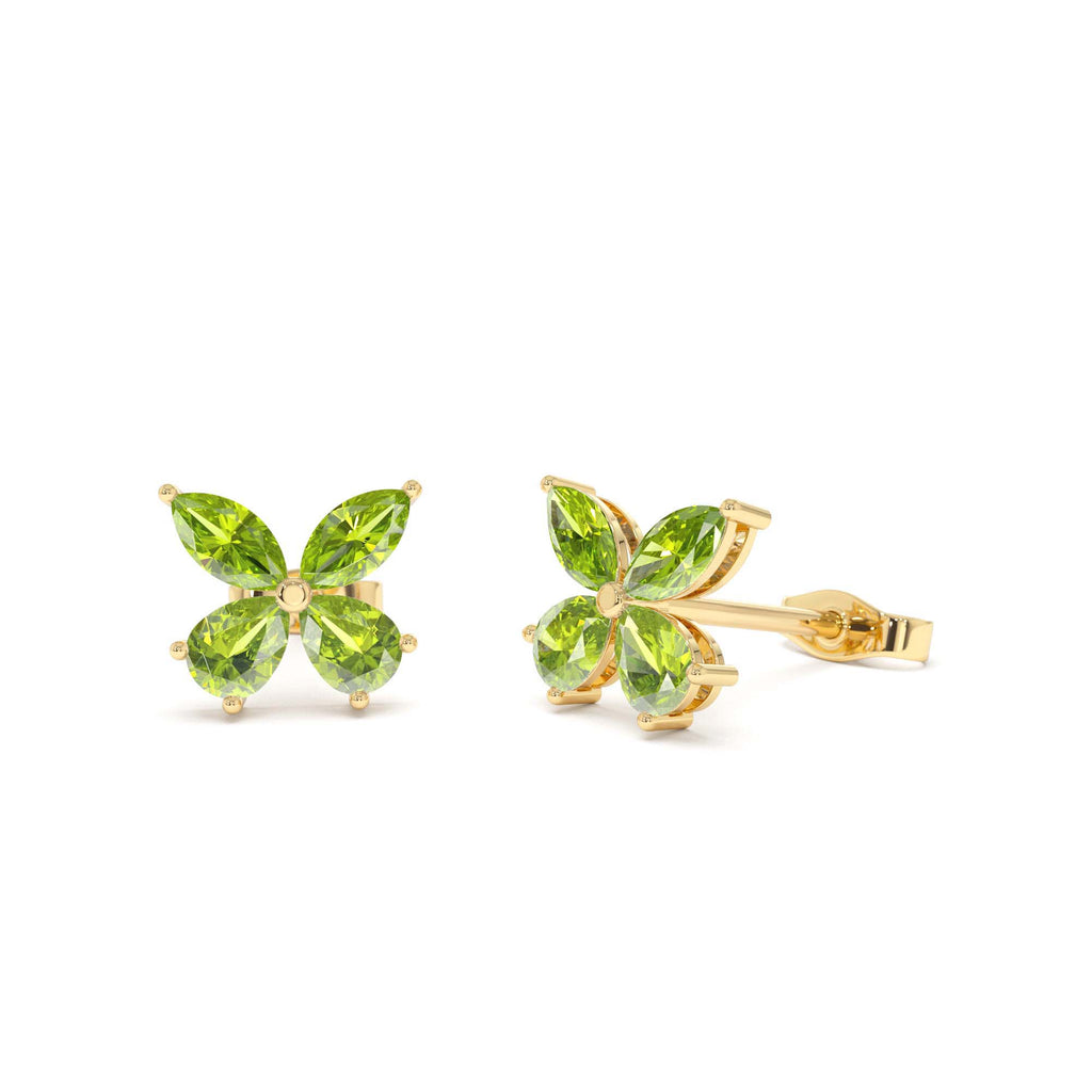 Peridot Butterfly Stud Earrings in 14K Gold — view 1