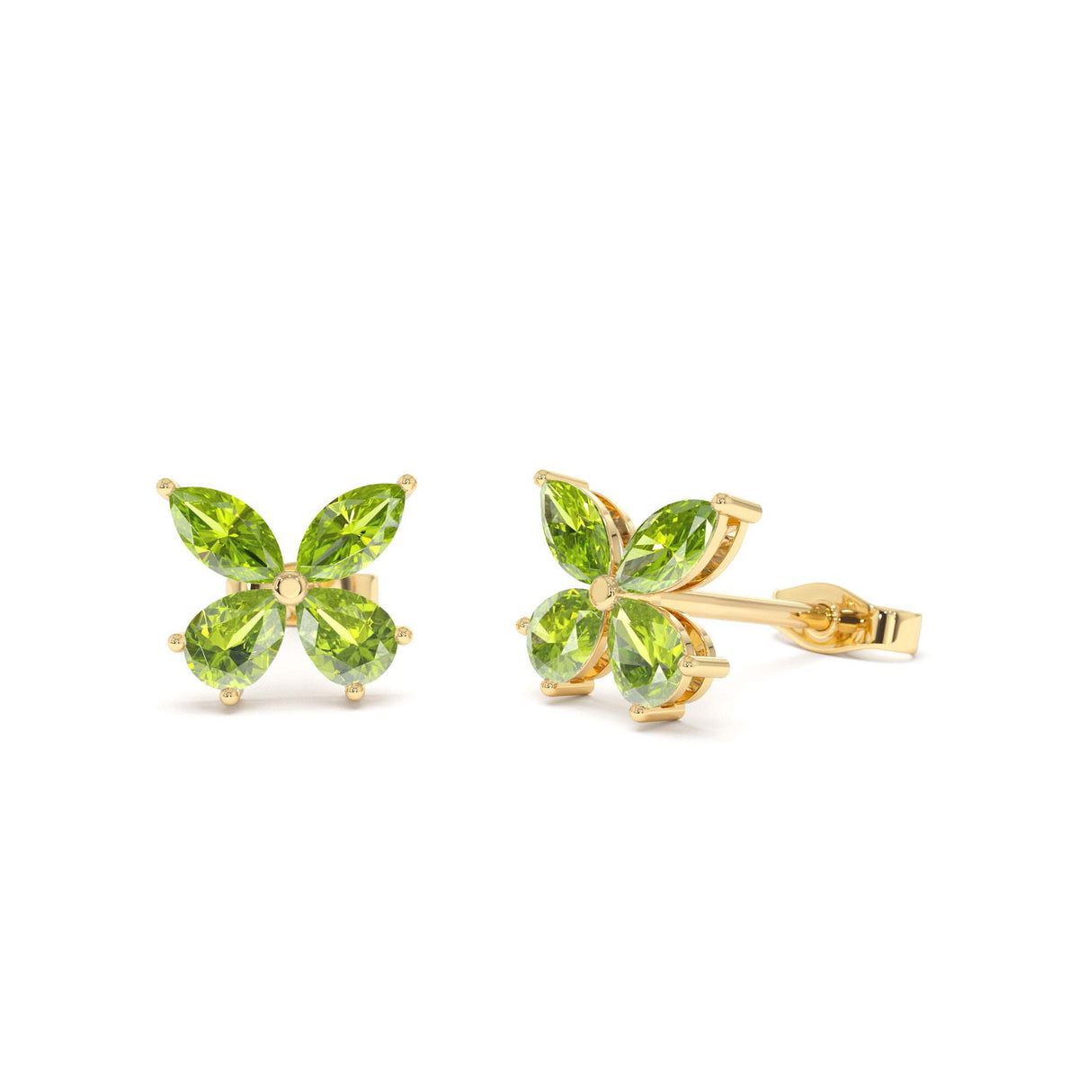 Peridot Butterfly Stud Earrings in 14K Gold — view 1
