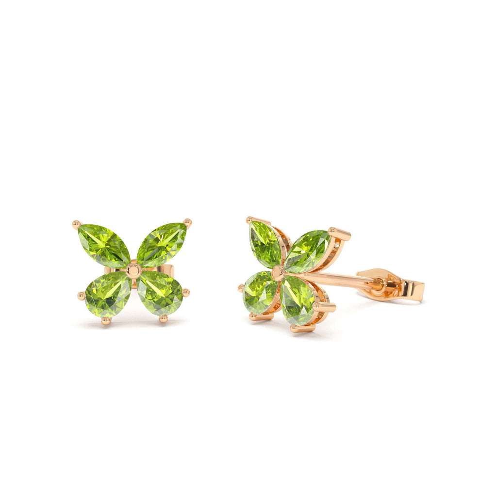 Peridot Butterfly Stud Earrings in 14K Gold — view 4