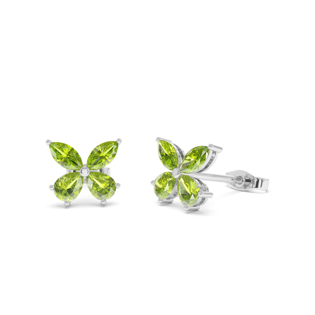 Peridot Butterfly Stud Earrings in 14K Gold — view 3
