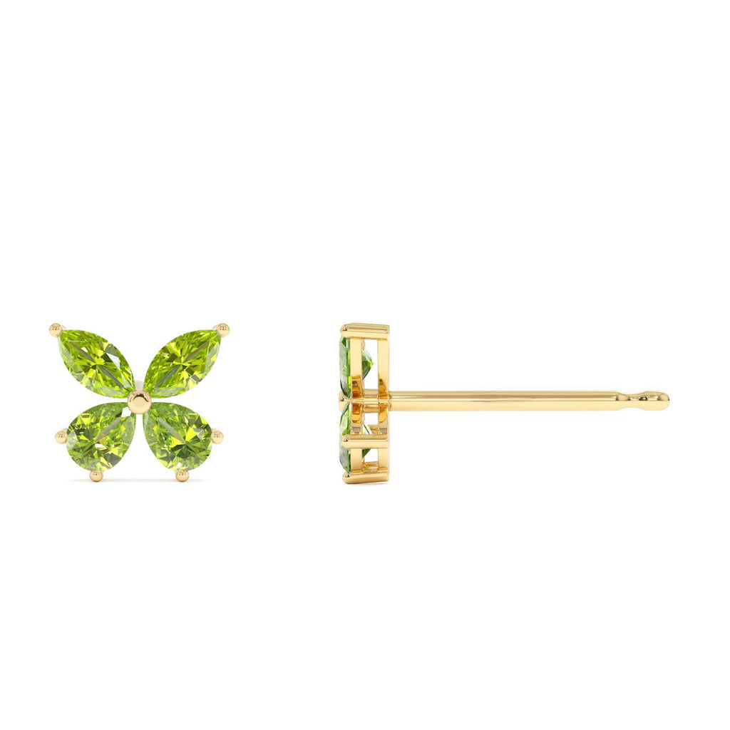 Peridot Butterfly Stud Earrings in 14K Gold — view 2