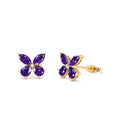 Amethyst Butterfly Stud Earrings in 14K Gold — view 1