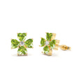 Peridot Four Leaf Clover Studs in 14K Gold — view 1