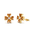 Citrine Four Leaf Clover Studs in 14K Gold — view 1
