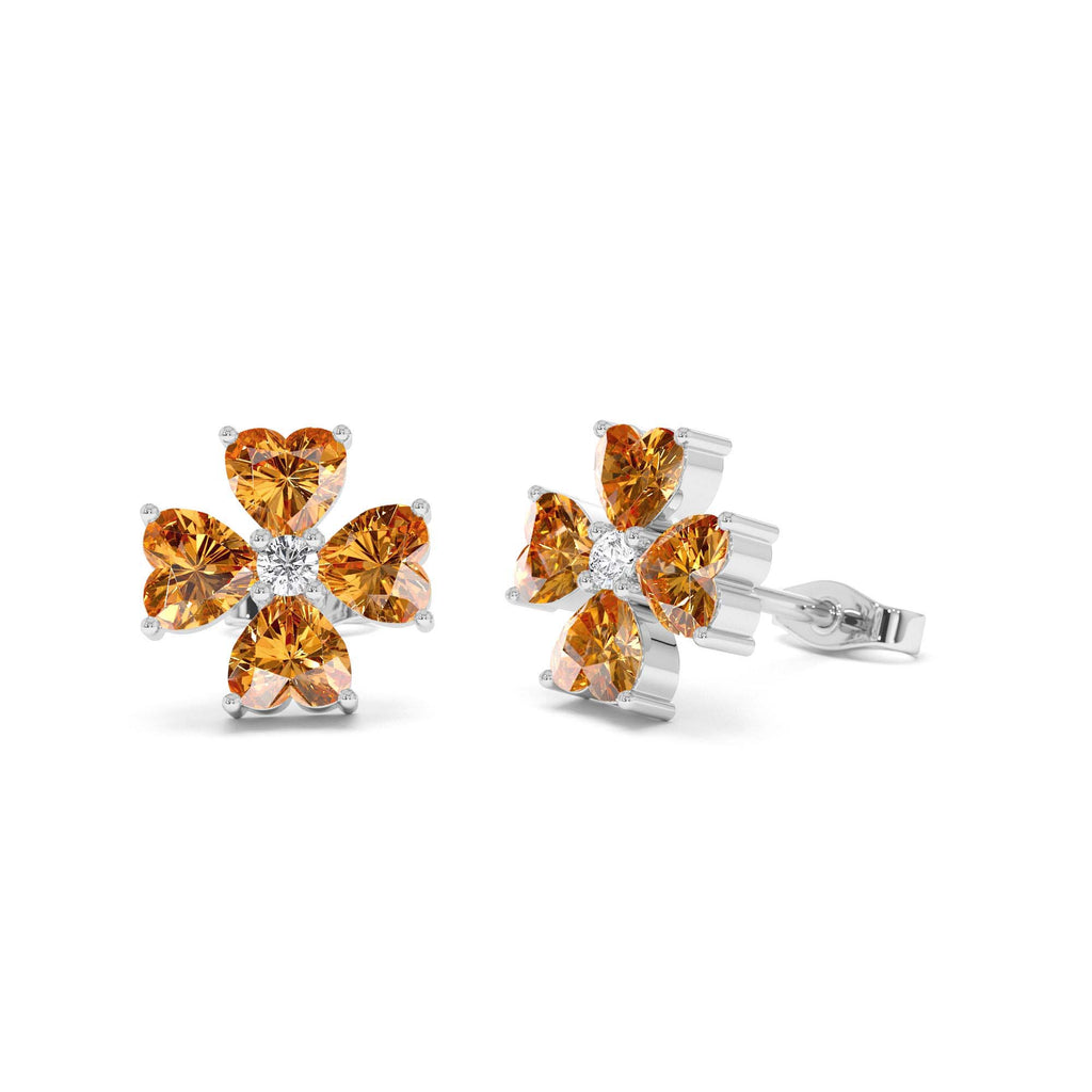 Citrine Four Leaf Clover Studs in 14K Gold — view 2
