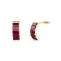 Emerald Cut Garnet Half Hoop Earrings in 14K Gold — view 1