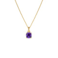 Cushion Cut Amethyst Solitaire Necklace in 14K Gold — view 1