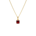 Cushion Cut Garnet Solitaire Necklace in 14K Gold — view 1