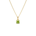 Cushion Cut Peridot Solitaire Necklace in 14K Gold — view 1