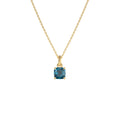Cushion Cut London Blue Topaz Solitaire Necklace in 14K Gold — view 1