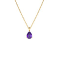 Pear Shape Amethyst Solitaire Necklace in 14K Gold — view 1
