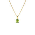 Pear Shape Peridot Solitaire Necklace in 14K Gold — view 1