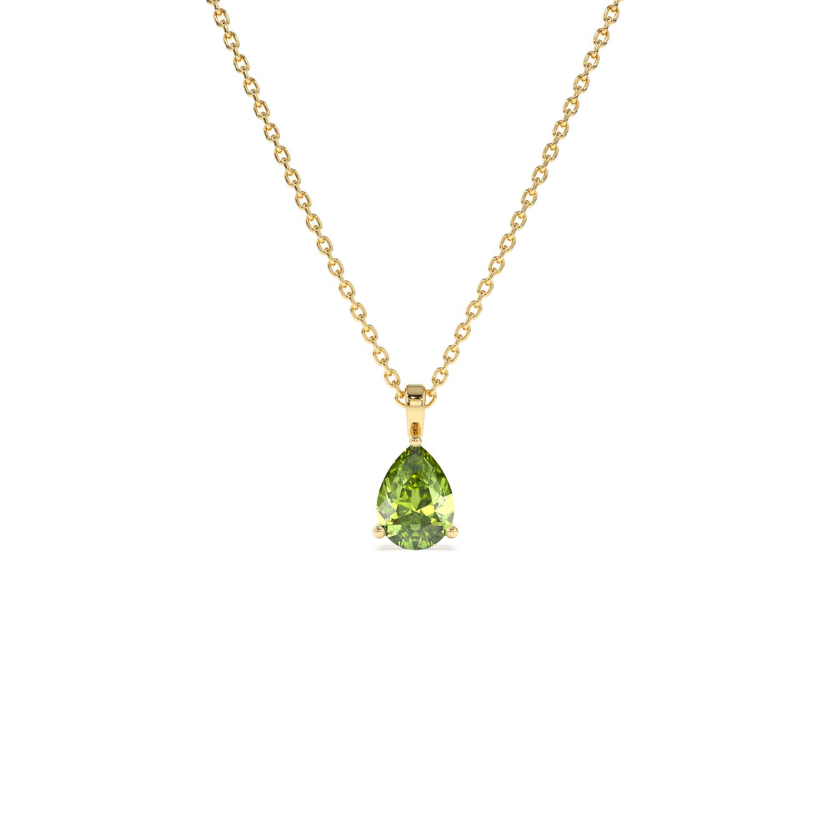 Pear Shape Peridot Solitaire Necklace in 14K Gold — view 1